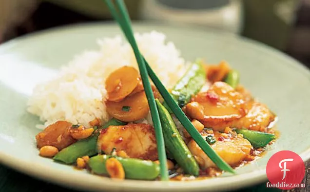 Kung Pao Scallops with Snap Peas