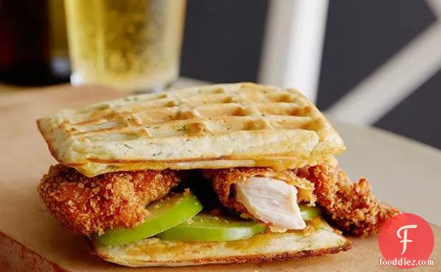 Crispy Chicken and Scallion Waffle Sandwich
