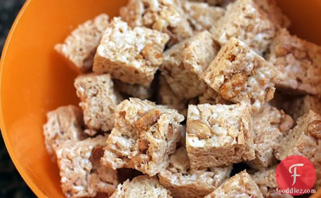 White Chocolate Rice Krispie Treat Recipe With Candied Peanuts