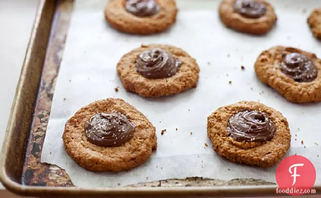 Flourless Peanut Butter Salted Nutella Thumbprint Cookies