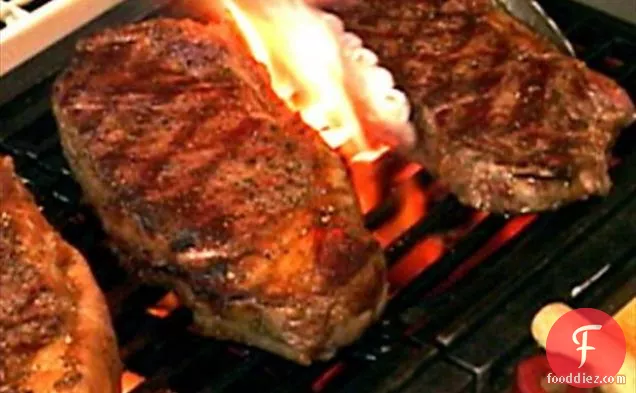 Grilled Steak and Peach Salad with Creamy Blue Cheese Dressing