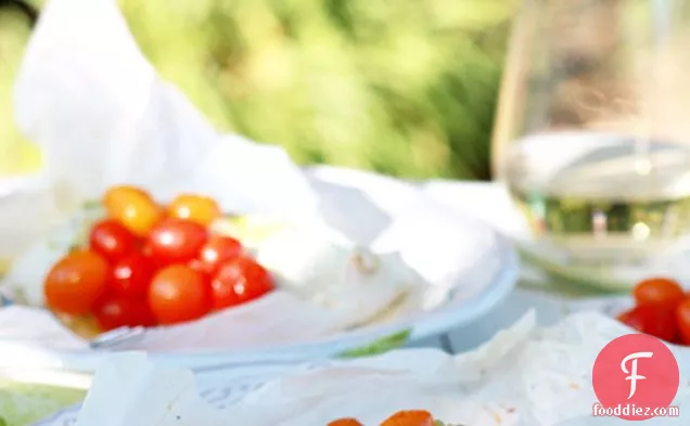 Lemongrass And Cherry Tomato Halibut En Papillote