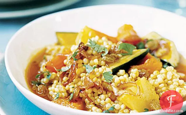 Pearl Couscous with Fall Vegetables and Caramelized Onions