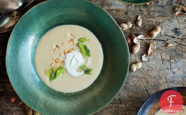 Roasted Peanut Soup With Honey Whipped Cream