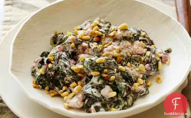 Healthy Creamed Swiss Chard With Pine Nuts