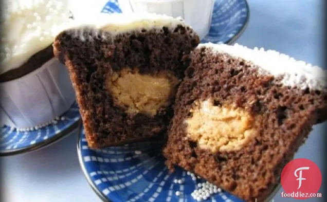 Birthday Boy Peanut Butter Hidden Chocolate Cupcakes
