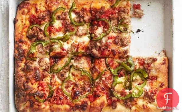 Sicilian Pizza With Sausage and Peppers