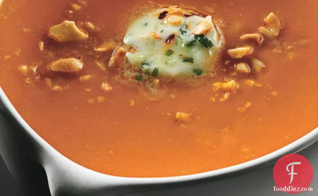 Carrot-ginger Soup With Chile Butter And Roasted Peanuts