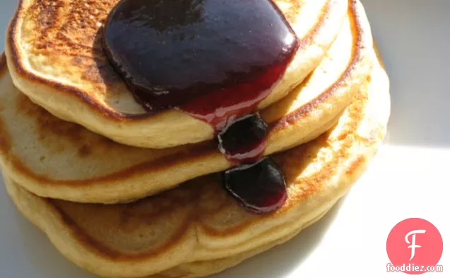 Peanut Butter Pancakes With Blackberry Syrup