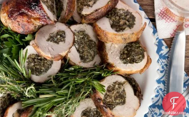 Goat Cheese and Herb Stuffed Chicken Roulade