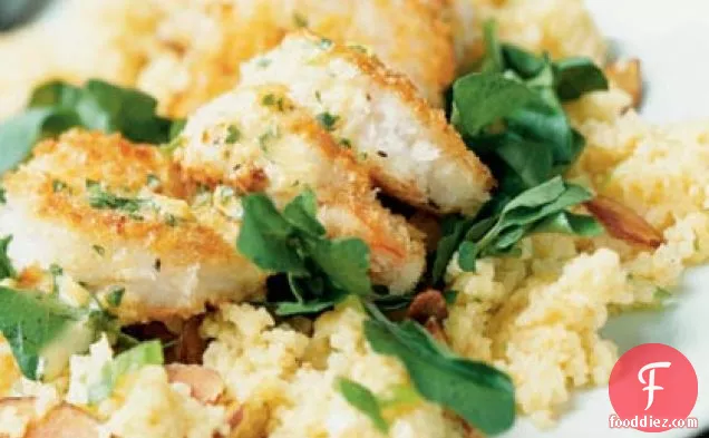 Crunchy Shrimp with Toasted Couscous and Ginger-Orange Sauce