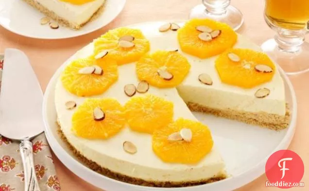No Bake Orange Cheesecake with Toasted Almonds