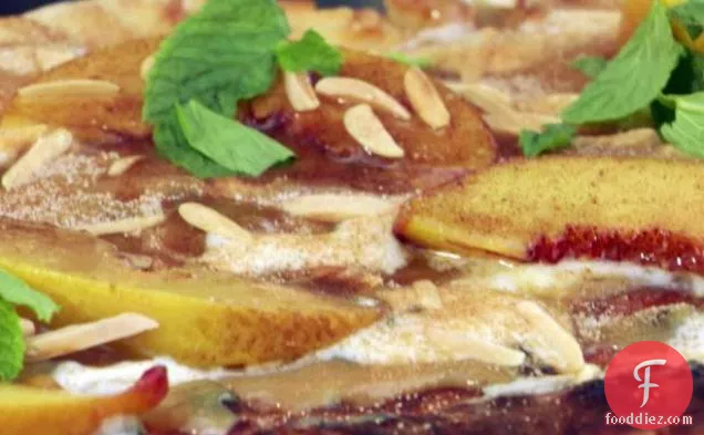 Grilled Peach and Cajeta Pizza with Toasted Almonds