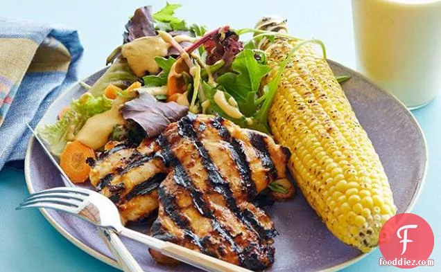 Sweet and Spicy BBQ Chicken with Corn Salad