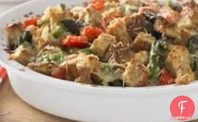 Whole Grain Asparagus and Red Pepper Strata