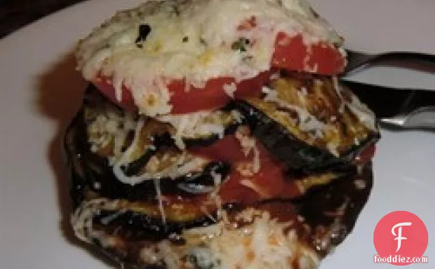 Grilled Portobello Mushroom & Eggplant Parmesan Rounds
