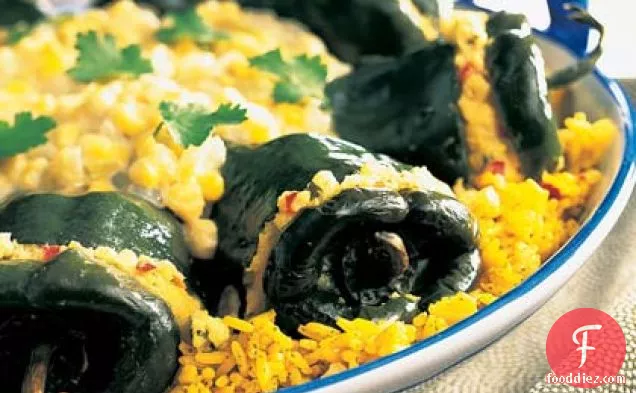 Chilies with Corn Tamale Filling