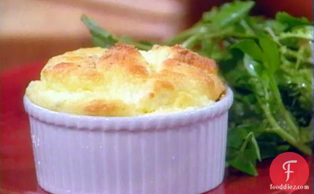 Goat Cheese and Walnut Souffles with Watercress and Frisee Salad