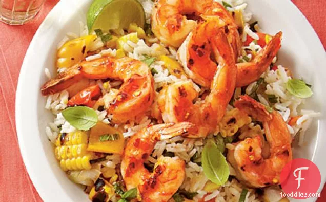 Grilled Lime Shrimp and Vegetable Rice