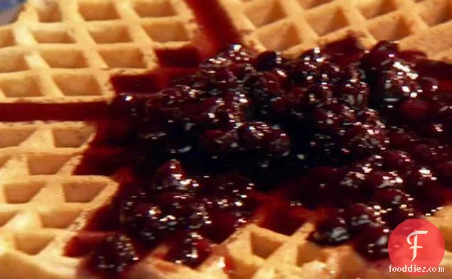 Cinnamon-Sugar Waffles with Blueberry Syrup