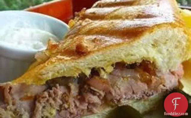 Roast Beef Panini with Caramelized Shallots and Roquefort