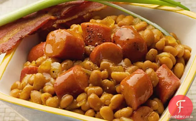 Quick Skillet Baked Beans and Franks