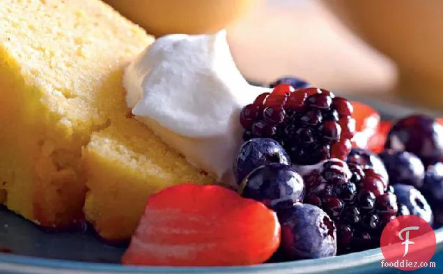 Lemon-Cornmeal Pound Cake with Berries and Cream