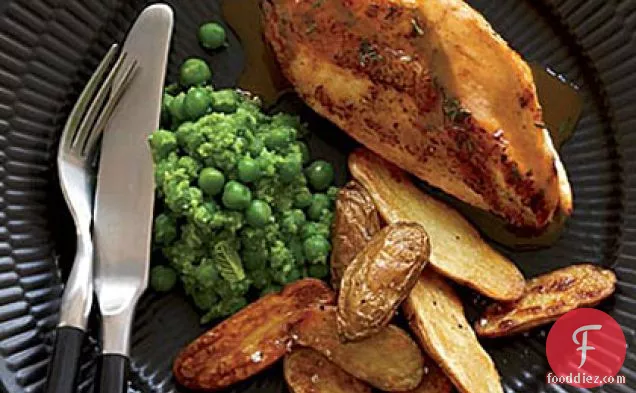 Chicken Breasts with Potatoes and Mashed Peas