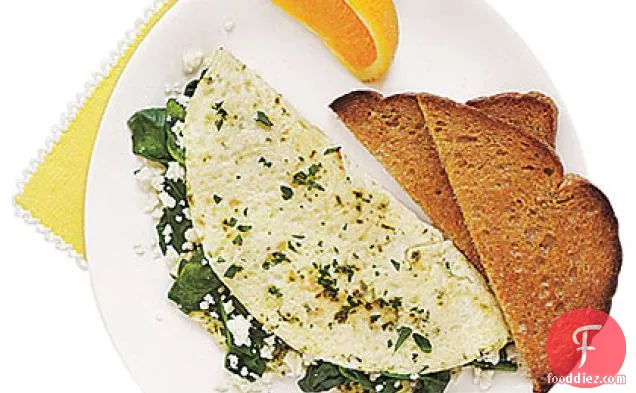 Egg-White Omelet with Spinach, Feta and Herbs