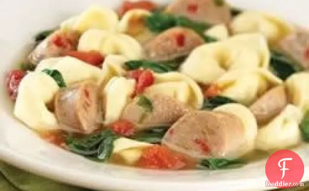 Sweet Italian Chicken Sausage and Tortellini Soup