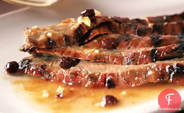 Barbecued Flank Steak with Chutney-Bourbon Glaze