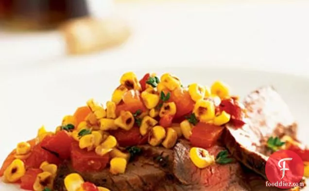 Adobo Flank Steak with Summer Corn-and-Tomato Relish