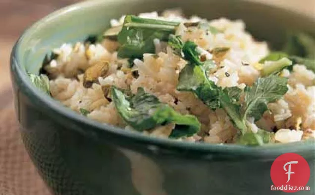 Rice Pilaf with Arugula and Pistachios