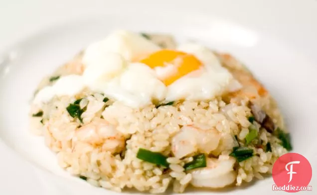 Garlic Chive Shrimp Fried Rice With Garlic Chips