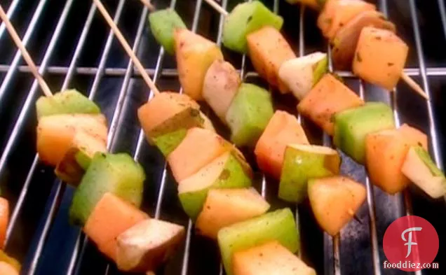 Seasonal Fruit and Melon Kabobs with Fiery Chile Sauce