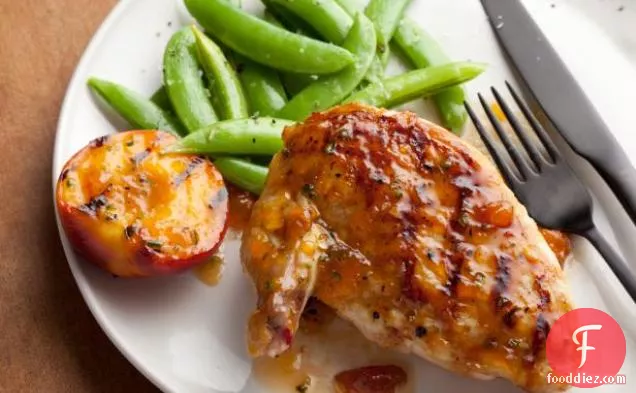 Grilled Chicken Breasts with Spicy Peach Glaze