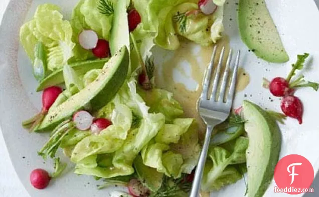Butter Lettuce, Radish and Avocado Salad with Mustard Dressing