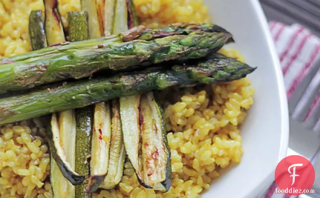 Asparagus And Courgettes Saffron Rice
