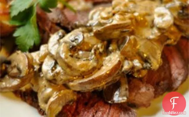 Flat Iron Steak with Mushroom Sauce