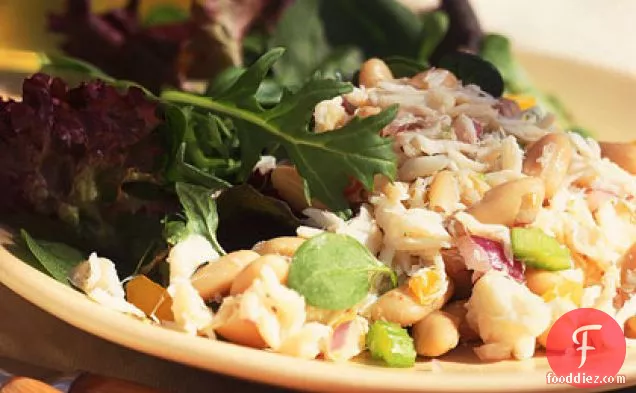 Crab Salad with White Beans and Gourmet Greens