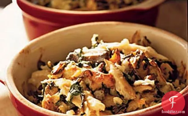 Chicken and Rice Casserole with Spinach and Shiitakes