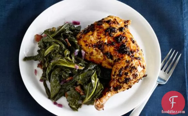 White House Garden Herb-Roasted Chicken with Braised Greens