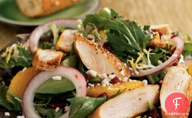 Spiced Chicken and Greens with Pomegranate Dressing