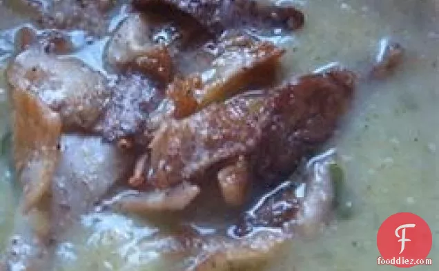 Sunchoke (Jerusalem Artichoke) and Leek Soup with Mushrooms