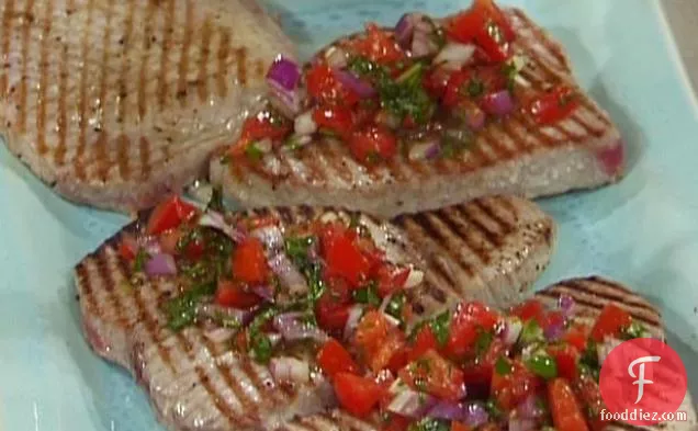 Tuna Steaks with Tomato and Basil Raw Sauce
