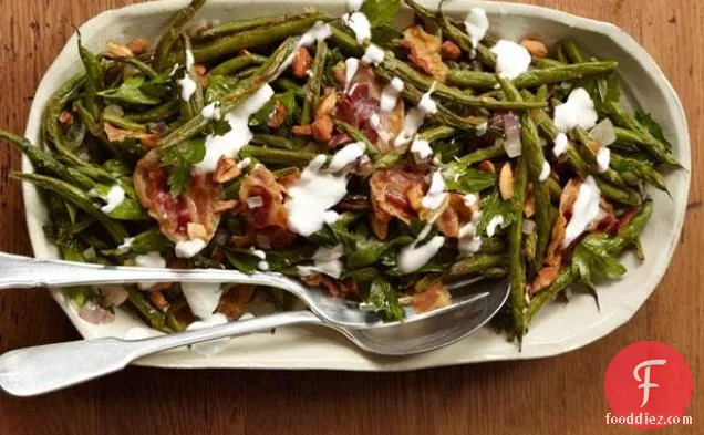 Roasted Green Beans With Pancetta and Yogurt