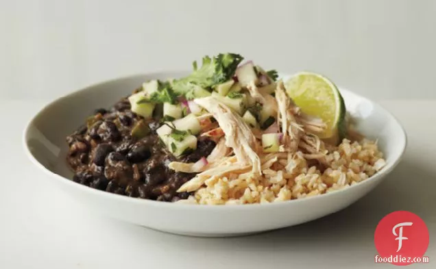 Black Beans And Rice With Chicken And Apple Salsa