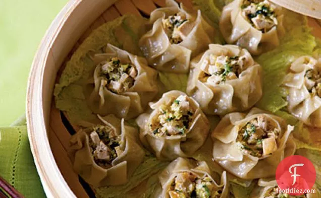 Steamed Vegetable Sui-Mai Dumplings with Chili-Sesame Oil