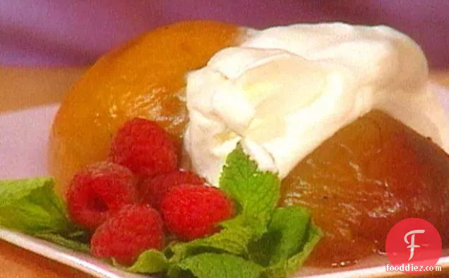 Vanilla Poached Peaches with Whipped Minted Yogurt