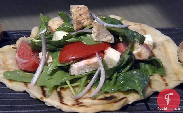 Piadine with Grilled Chicken and Spinach Salad